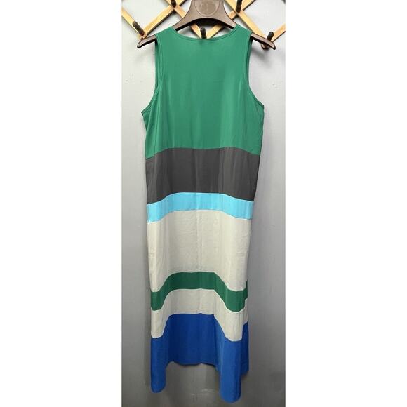 DG2 Diane Gilman Dress Womens Large 2Maxi Color Block Green Blue Sleeveless - Picture 2 of 5